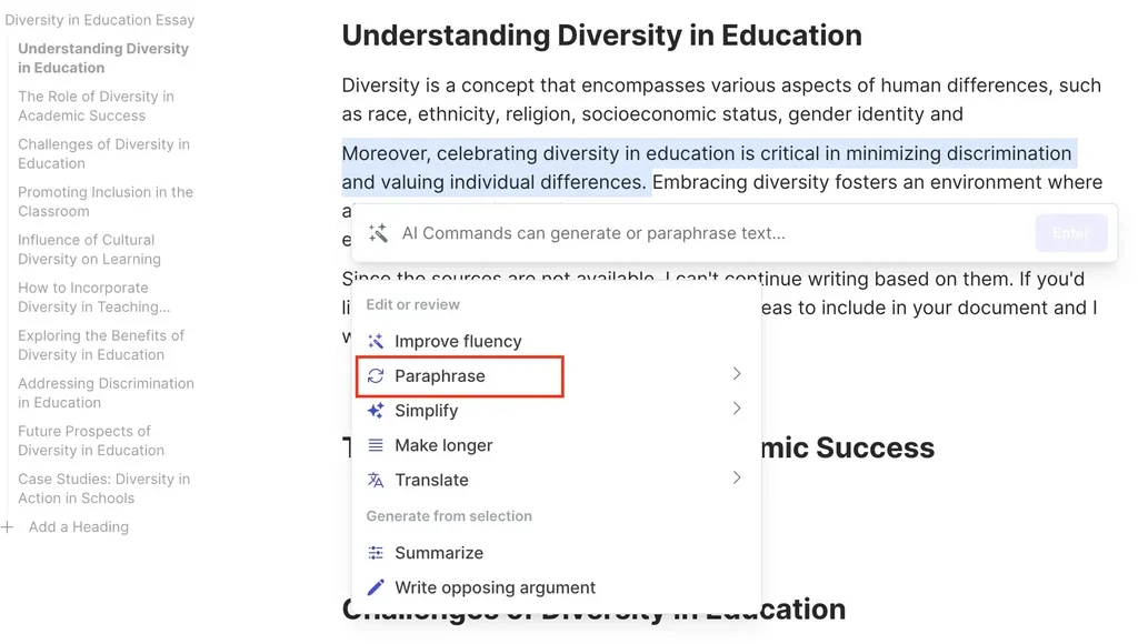 provide paraphrasing suggestions